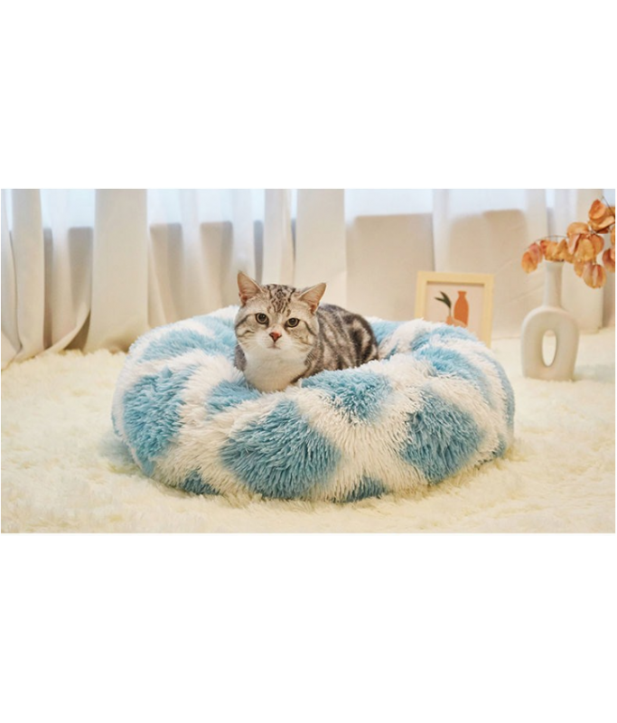 Pado Pet Fluffy Donut Cushion - Pattern[Size - M, Dimension - 50 x 20cm]