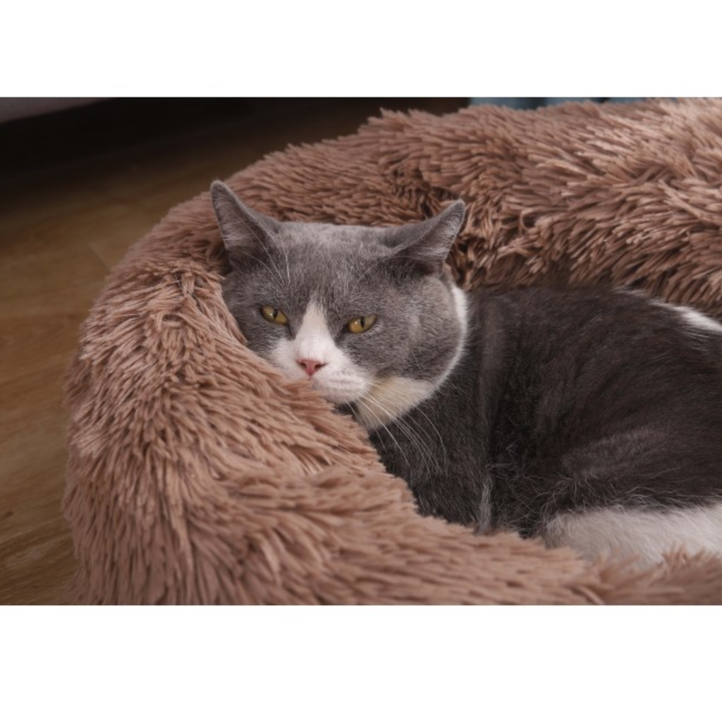 Pado Pet Fluffy Donut Cushion - Brown[Size - XL, Dimension - 70 x 20cm]