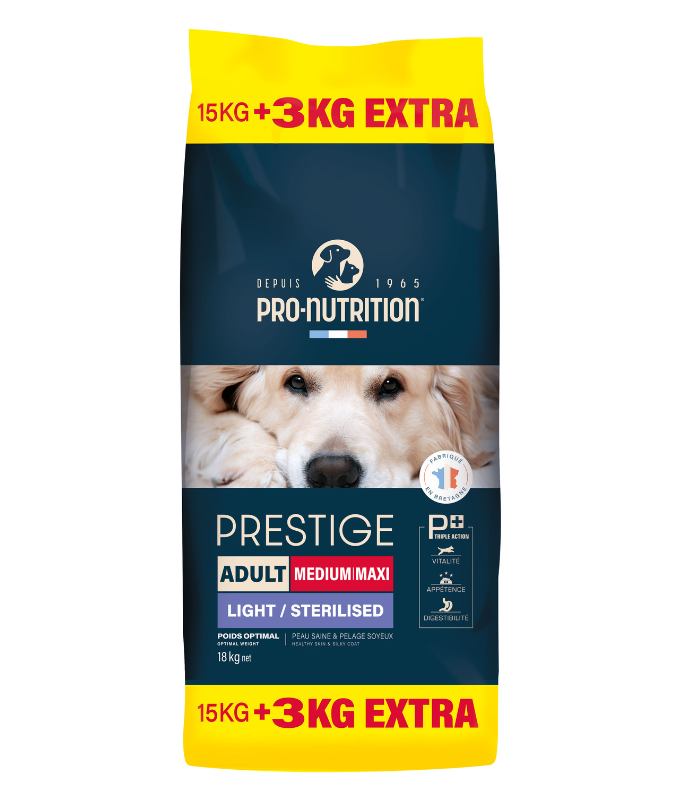 Pro nutrition Prestige Dog Adult Medium/ Maxi Sterilised 15+3Kg