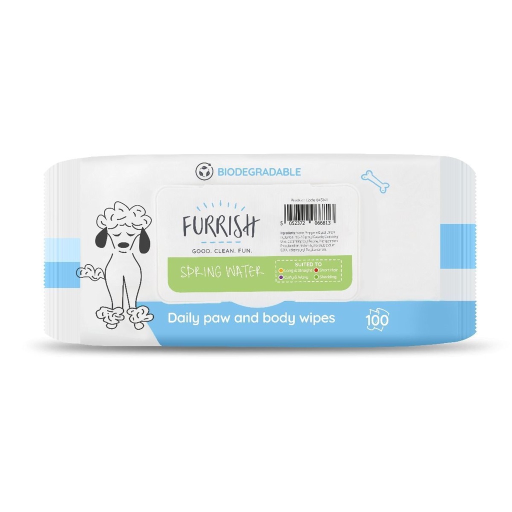 Furrish Daily Bath Wipes 100Pck[Flavor - Spring Water]