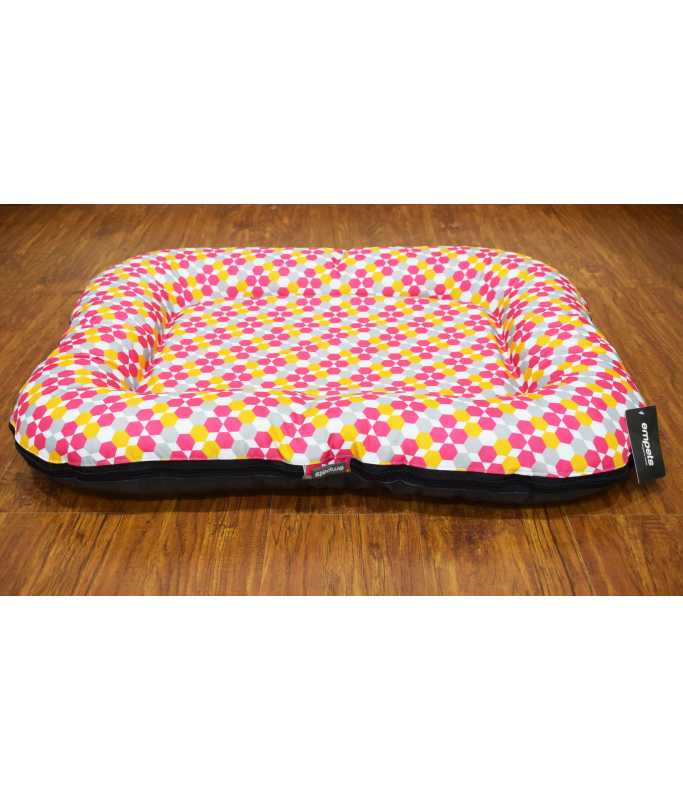 Empets Zipped Pontoon Cushion Modern[Texture - Printed Pink & Yellow, Dimension - 80x60cm]