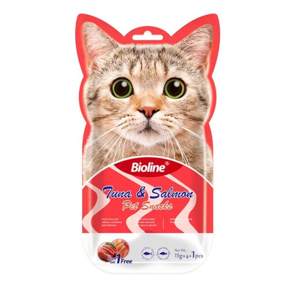 Bioline Cat Treats - 5x15g[Flavor - Tuna & Salmon]