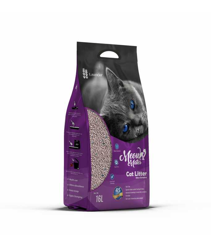 Meow Mates Bentonite Cat Litter - Lavender Scent 16L/10kg