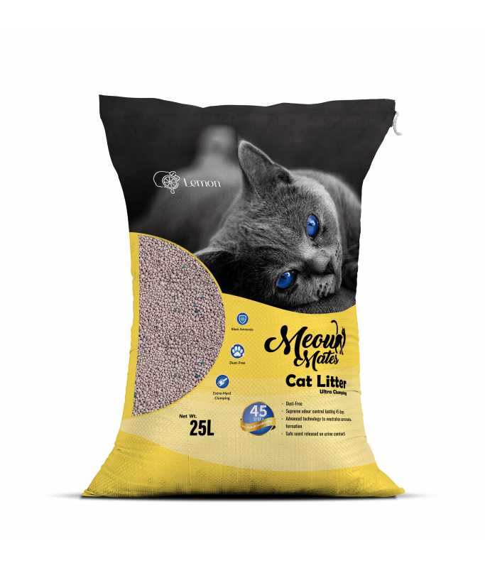 Meow Mates Bentonite Cat Litter - Lemon Scent 25L/20kg