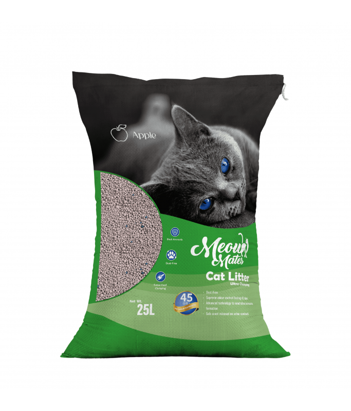 Meow Mates Bentonite Cat Litter - Apple Scent 25L/20kg