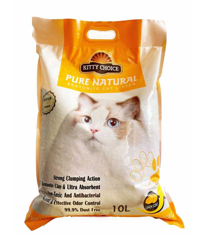 Kitty Choice Pure Natural Bentonite Cat Litter- 10L (10kg)[Flavor - Lemon]