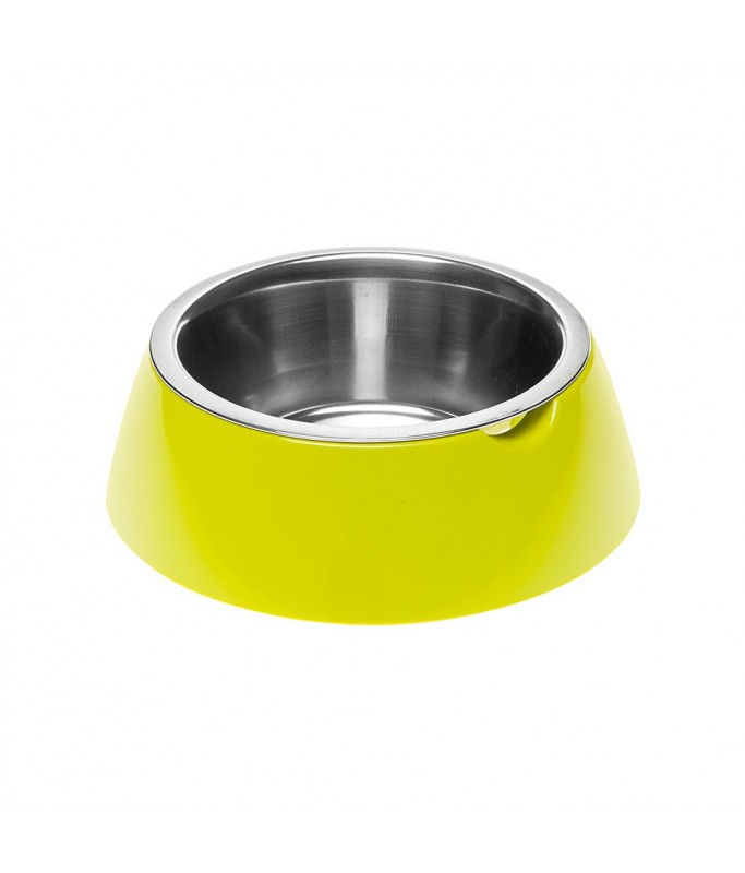 Ferplast Jolie Steel Bowl[Dimension - Ø17.1 x 5.5cm, Color - Lemon, Size - S]