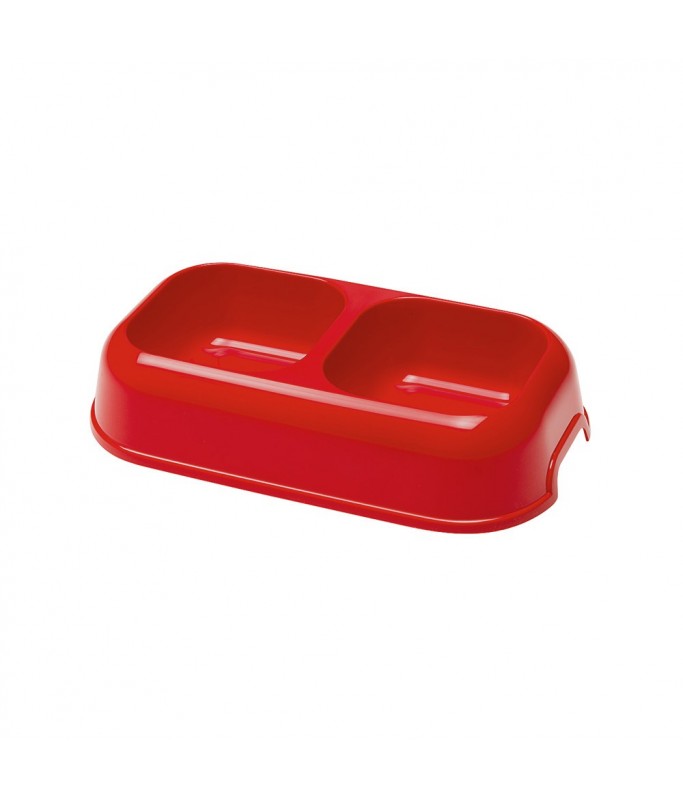 Ferplast Plastic Double Bowl - PARTY 16 - 26.5 x 15 x h 5.6 cm - 750ml