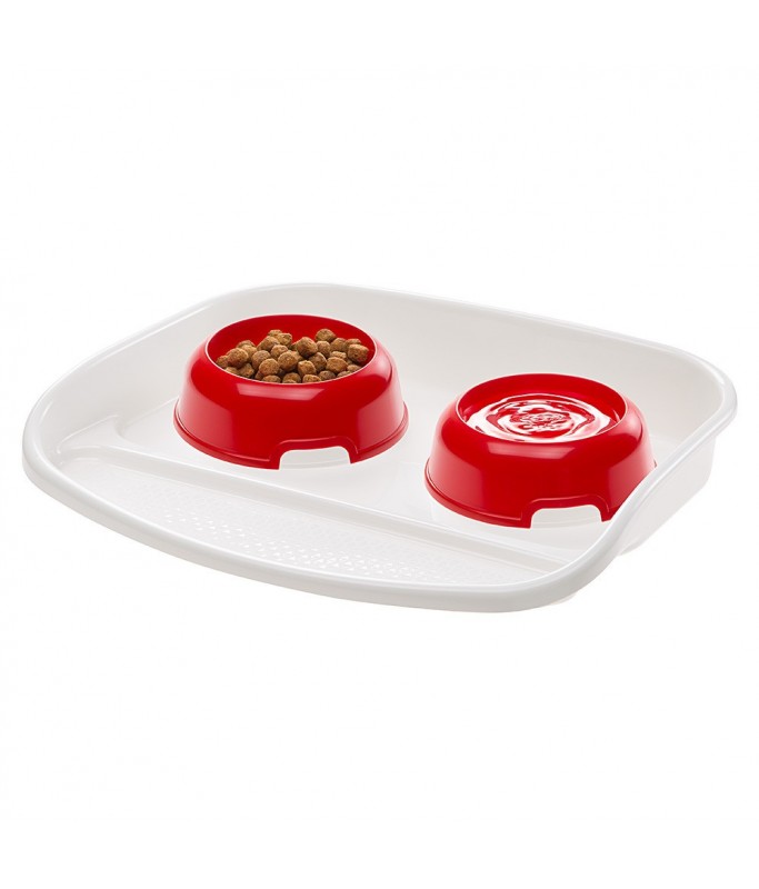 Ferplast Lindo Plastic Bowls With Tray - 44.5 x 34 x h 7 cm - 600ml