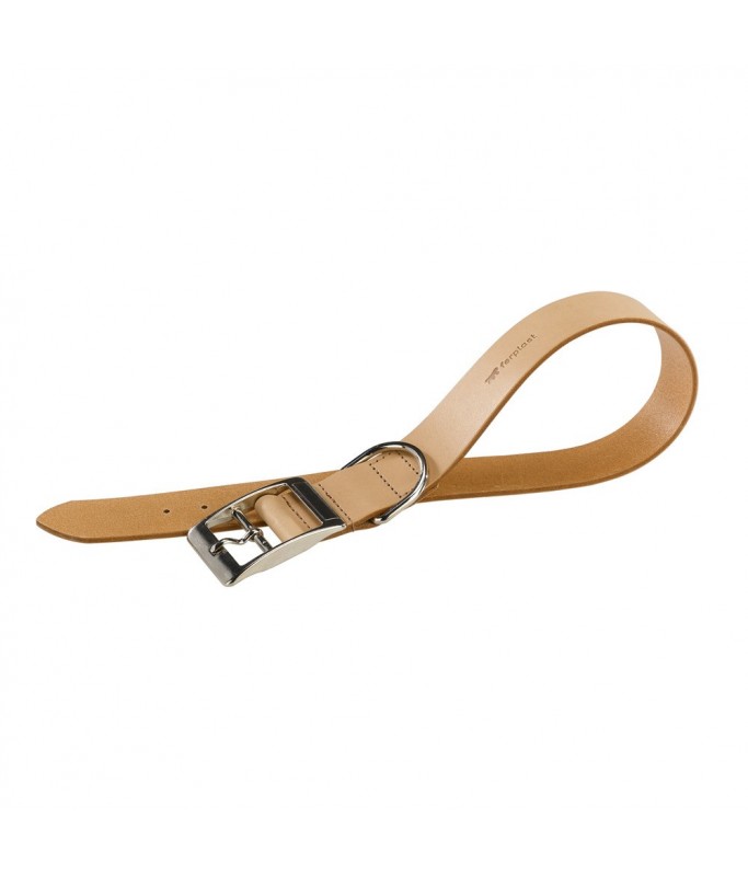 Ferplast Natural C Leather Dog Collar[Color - Beige, Dimension - 27-35cm x 15mm]