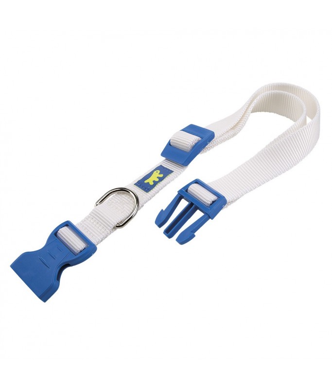 Ferplast Club C Colours Nylon Dog Collar With Snap Clip[Color - White, Dimension - 30-44cm x 15mm]