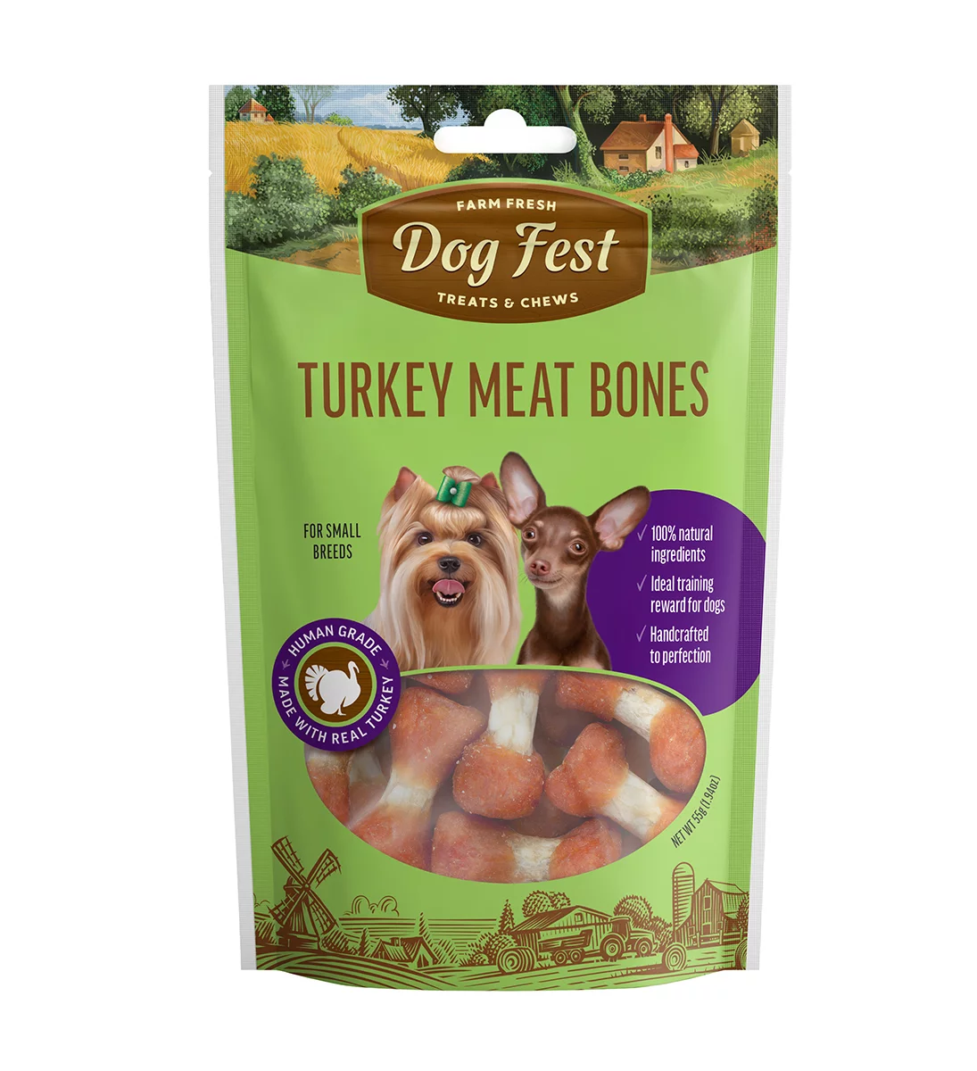 Dog Fest Turkey Meat Bones For Small Breeds[Weight - 55g]