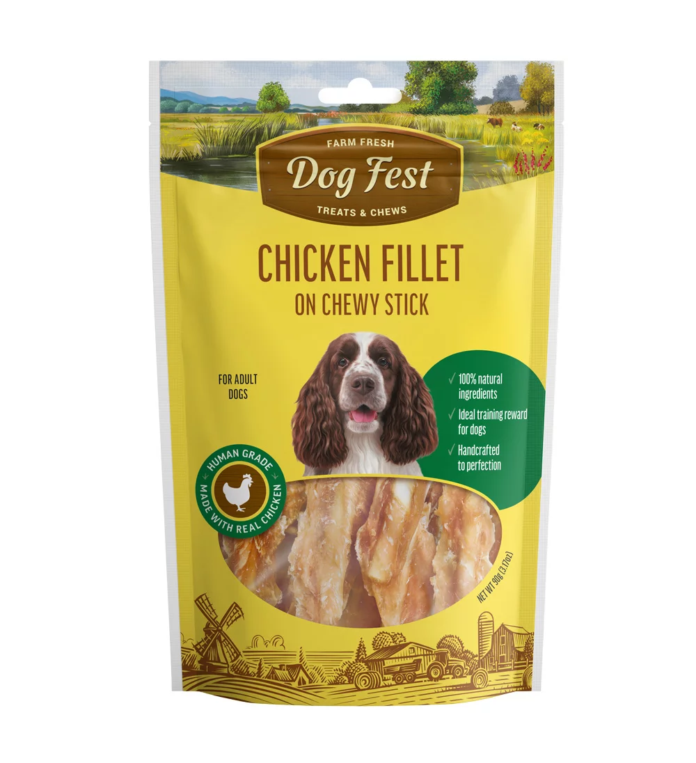 Dog Fest Chicken Fillet On Chewy Stick For Adult Dogs - 90g (3.17oz)[Weight - 90g]