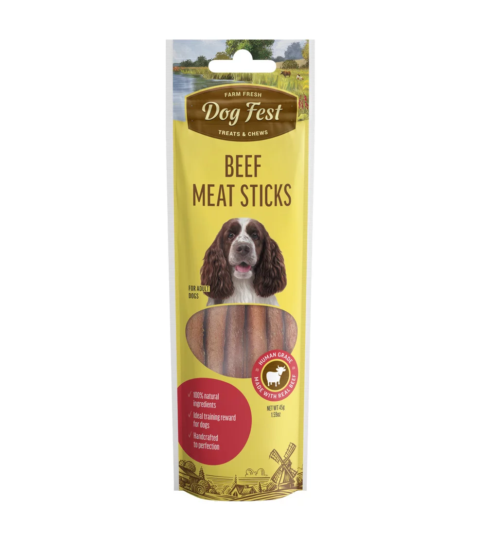 Dog Fest Beef Meat Sticks For Adult Dogs - 45g (1.59oz)[Weight - 45g]