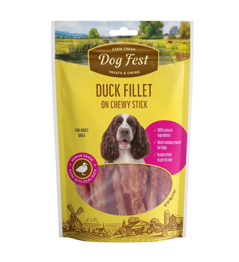 Dog Fest Duck Fillet On Chewy Stick For Adult Dogs - 90g (3.17oz)[Weight - 90g]