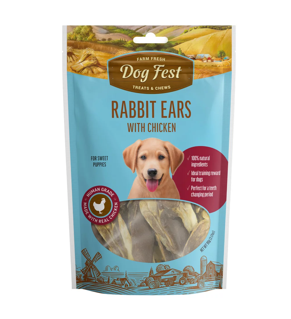 Dog Fest Rabbit Ears With Chicken For Puppies - 90g (3.17oz)[Weight - 90g]