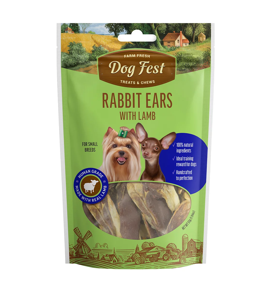 Dog Fest Rabbit Ears With Lamb For Mini-Dogs - 55g (1.94oz)[Weight - 55g]