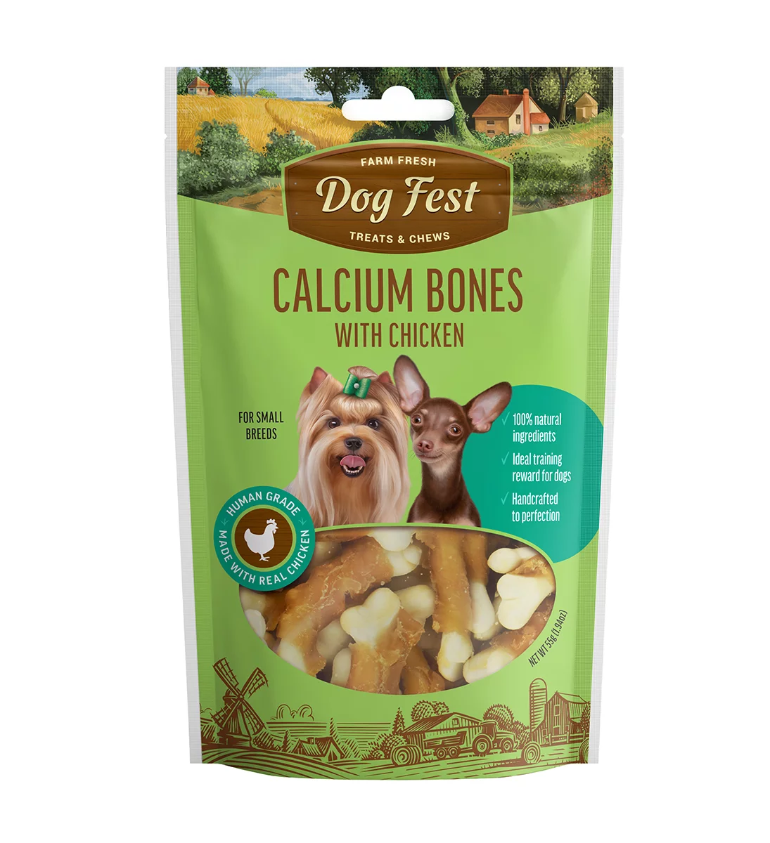 Dog Fest Calcium Bones With Chicken For Mini-Dogs - 55g (1.94oz)[Weight - 55g]