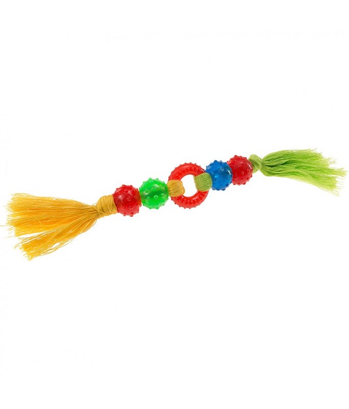 Ferplast PA 6419 Chewing Toy For Dogs With Braided Cotton Rope and Thermoplastic Rubber