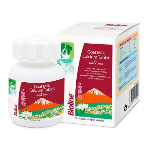 [6970117122404] Bioline goat's Milk Calcium Tablet 160 Pcs - Suitable for Dogs And Cats of All Ages[Weight - 250g, Count - 160]