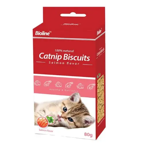 [6970117122947] Bioline Catnip Biscuits 80g-Salmon Flavor [MOQ 3PCS]
