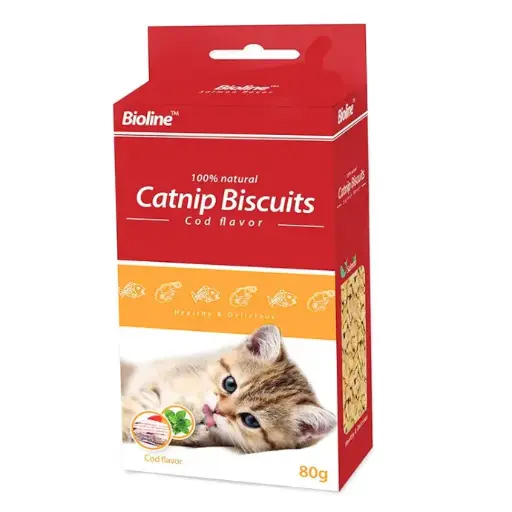 [6970117122954] Bioline Catnip Biscuits 80g-Cod Flavor [MOQ 3PCS]
