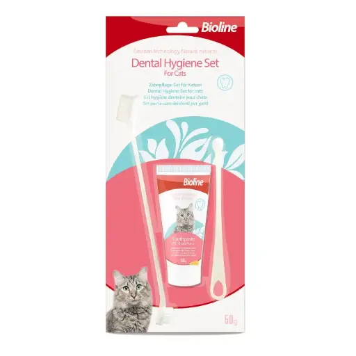 [6970117123623] Bioline Dental Hygiene Set For Cats-50g [MOQ 3PCS]
