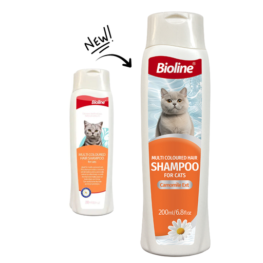 [6970117123876] Bioline Multi Coloured Hair Shampoo For Cats 200ml[Volume - 200ml]