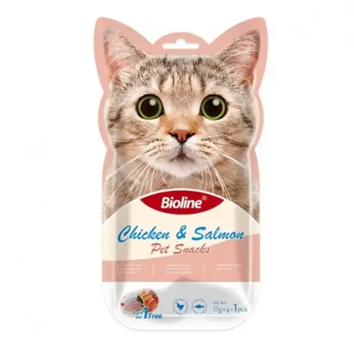 [6970117124491] Bioline Cat Treats - 5x15g[Flavor - Chicken & Salmon]