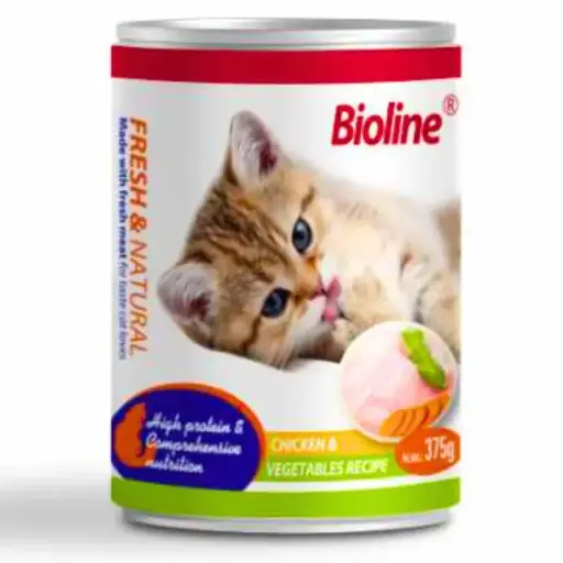 [6970117125337] Bioline Canned Cat Food 375g-[Flavor-Chicken & Vegetables][MOQ 3PCS]
