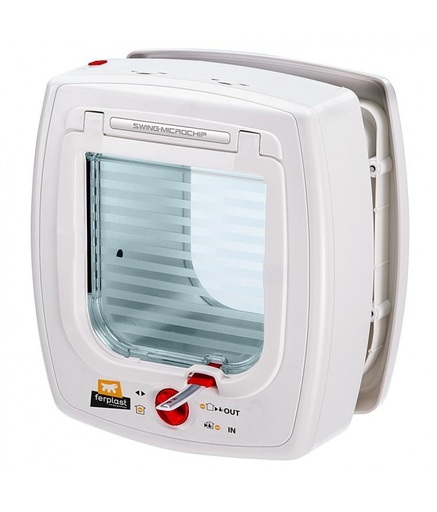 [72090011] Ferplast Swing Cat Flap With Microchip Opening System[Color - White, Dimension - 22.5 x 16.2 x 25.2cm]