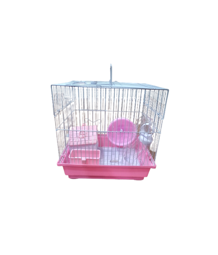 [BC-115] Dayang Hamster Cage 30 x 23 x 31cm - Pink Body & White Grill