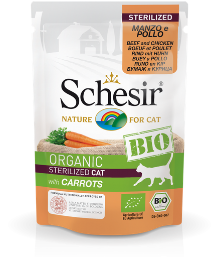 [C01064470] Schesir Bio Beef and Chicken With Carrots Sterilized Cat Wet Food[Weight - 85g] (Min Order 85g - 16pcs)