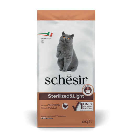 [C02044213] Schesir Dry food for adult cats with a single protein source - Sterilized & Light Rich in Chicken 10 kg