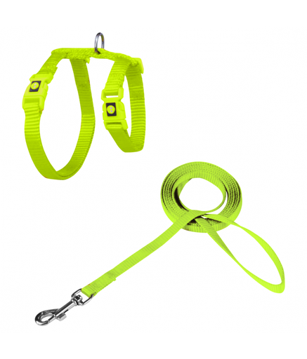 [DCAT201-1072-S7] DOCO® Signature Cat Harness + Leash (DCAT201+1072)[Size - XS, Color - Safety Lime]