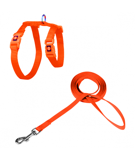 [DCAT201-1072-S8] DOCO® Signature Cat Harness + Leash (DCAT201+1072)[Size - XS, Color - Safety Orange]