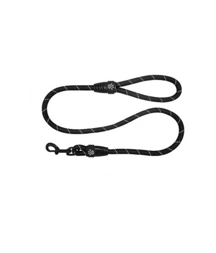 [DCROPE2048-01L] Doco Reflective Rope Leash With Plastic Encased Handle Loop (1/2" Width) - 4ft - Large[Color - Black]
