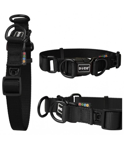 [DCS005-01L] DOCO Double D (DD) - Ring Nylon Collar (DCS005)[Color - Black, Size - L]