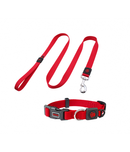 [DCSN002+1048-03L-DIS] DOCO® Signature Nylon Collar+Nylon Leash - 4ft (DCSN002+1048)[Color - Maroon, Size - L]