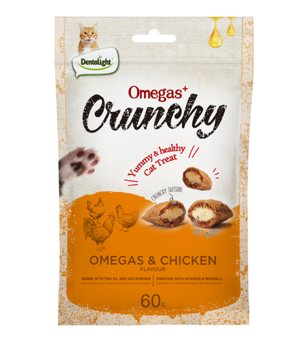 [DL12350] Dentalight Omegas+ Crunchy Cat Treat 60g - Omegas & Chicken Flavour