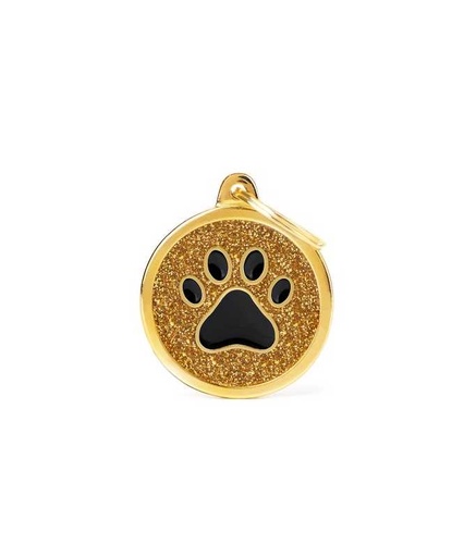 [GL06GOLD] MY FAMILY GOLD BIG GLITTER CIRCLE BLACK PAW