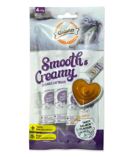 [GN10738] Gnawlers Smooth & Creamy Lickable Cat Treats (4pcsx15g) - Salmon Flavour