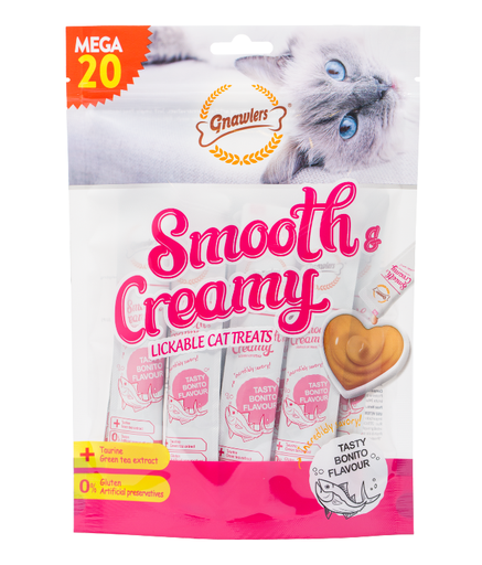 [GN12022] Gnawlers Smooth & Creamy Lickable Cat Treats (20pcsx15g) - Bonito Flavour