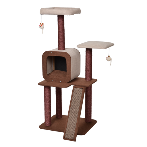 [HY18441] Catry Cat House Cat Tree With Scratching Post 58x48x135cm