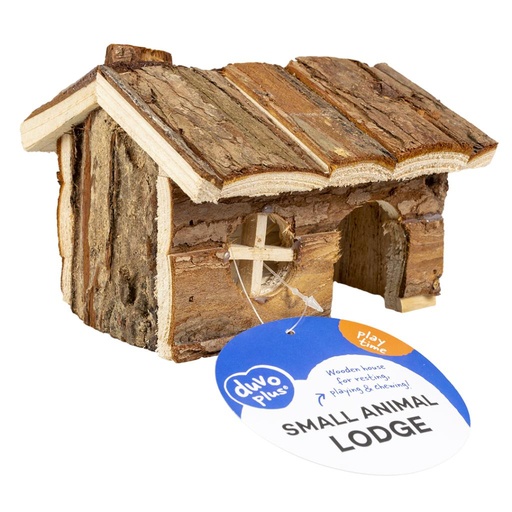 [LR10239] Duvo+ Small Animal Wooden Lodge Bark  - 15x11x12cm