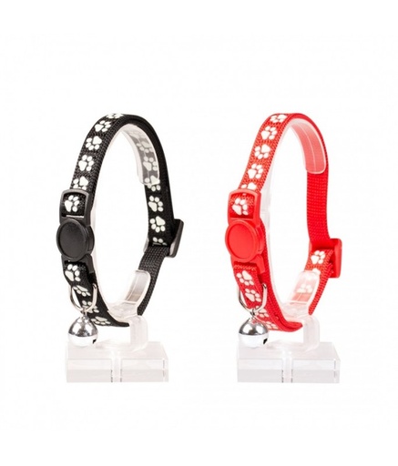 [LR11160] Duvo Cat Collar Nylon Mixed Colors 20 - 30cm / 10mm[Texture - Paws]