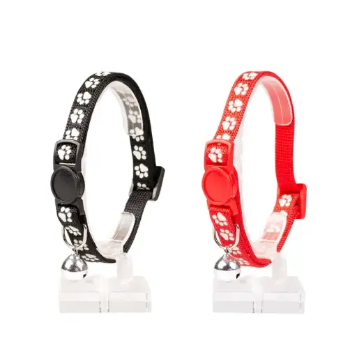 [LR11160] Duvo Cat Collar Nylon Mixed Colors 20 - 30cm / 10mm[Texture - Paws]
