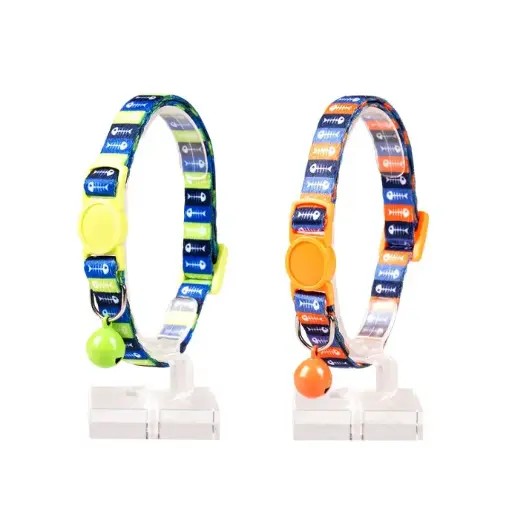 [LR11165] Duvo Cat Collar Nylon Mixed Colors 20 - 30cm / 10mm[Texture - Fish bones 1]