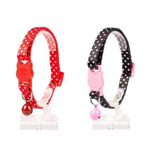 [LR11166] Duvo Cat Collar Nylon Mixed Colors 20 - 30cm / 10mm[Texture - White Dots]