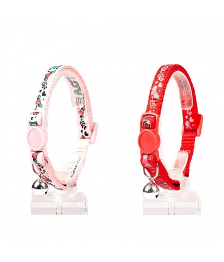 [LR11167] Duvo Cat Collar Nylon Mixed Colors 20 - 30cm / 10mm[Texture - Love]